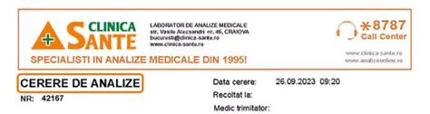 clinica sante dabuleni|Rezultate analize medicale Clinica Sante